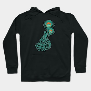 Turquoise peacock tattoo and colorful feather Hoodie